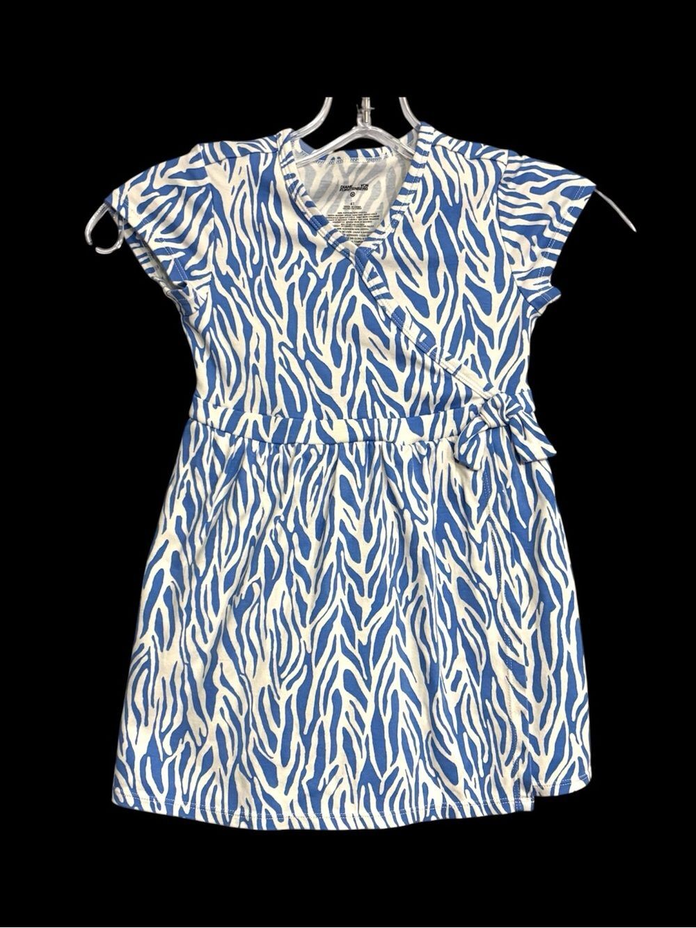 Diane Von Furstenberg Blue White Zebra-Print Faux Wrap Dress Toddler Girls 4T
